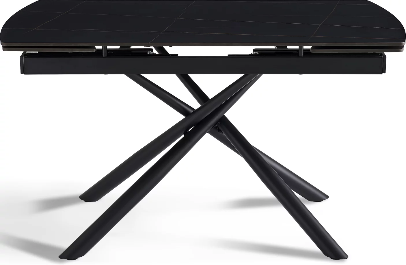Стіл обідній розкладний 6-8 місць 140 см, Charcoal black ceramic top black base