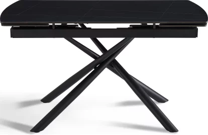 Стіл обідній розкладний 6-8 місць 140 см, Charcoal black ceramic top black base