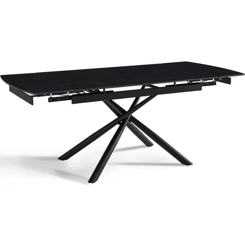 Стіл обідній розкладний 6-8 місць 140 см, Charcoal black ceramic top black base