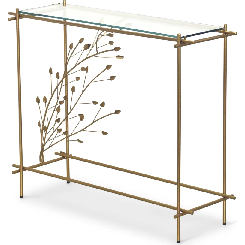 Консольний стіл , Clear glass top champagne base