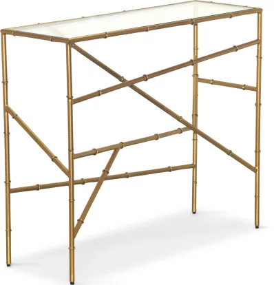 Консольний стіл , Clear glass top brass antique finish