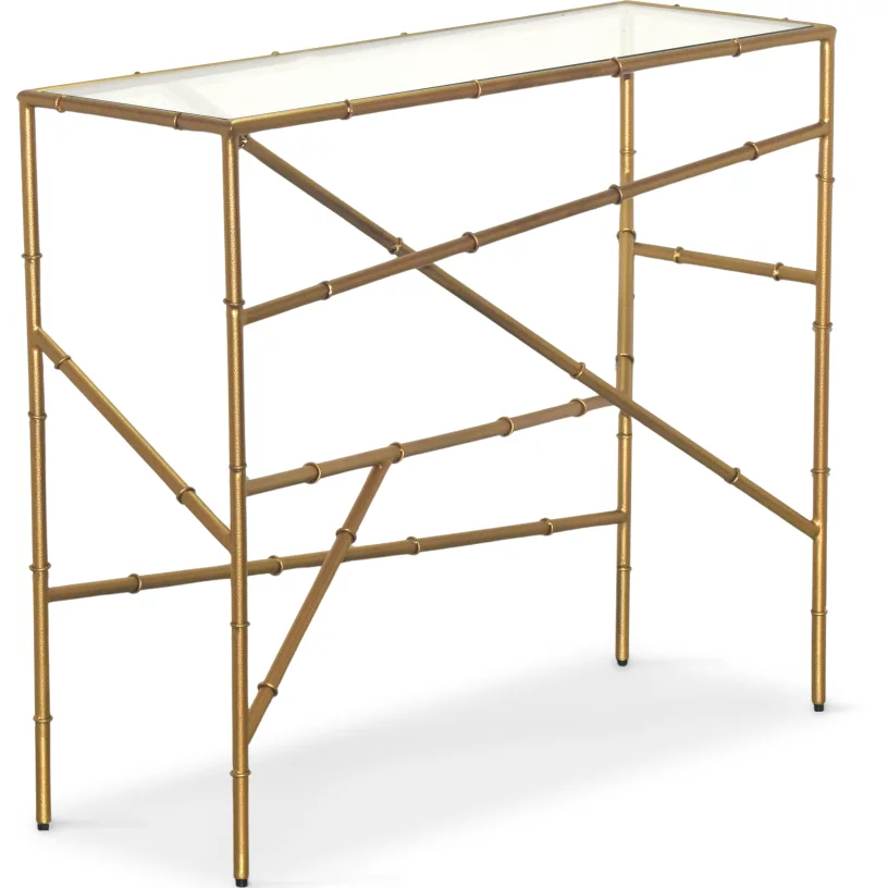 Консольний стіл , Clear glass top brass antique finish