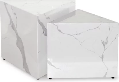 Сет кавових столиків , White marble enamel