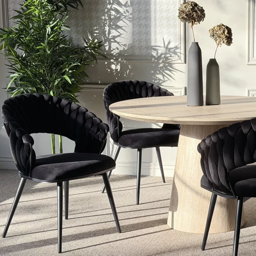 Cтілець обідній з підлокітниками , Black moon velvet black base