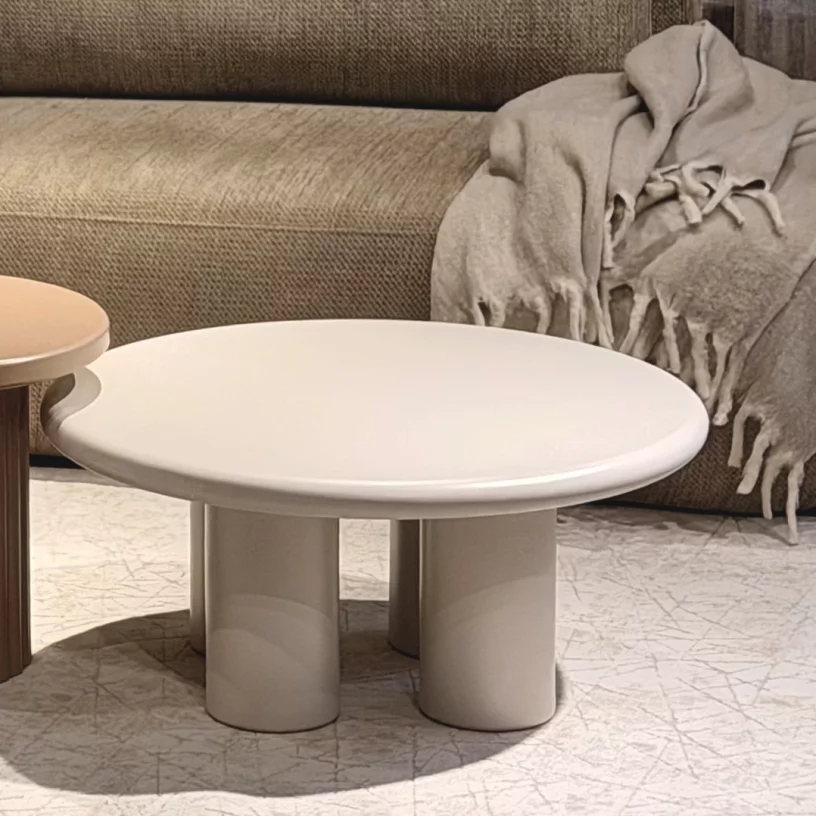 Стіл кавовий 80 см, Beige top beige base