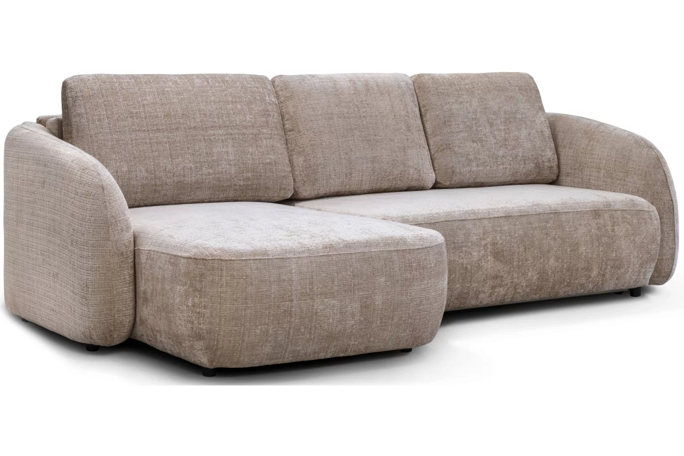 Диван кутовий 4-місний розкладний з лівим шезлонгом, Taupe chenille