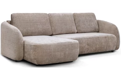 Диван кутовий 4-місний розкладний з лівим шезлонгом, Taupe chenille