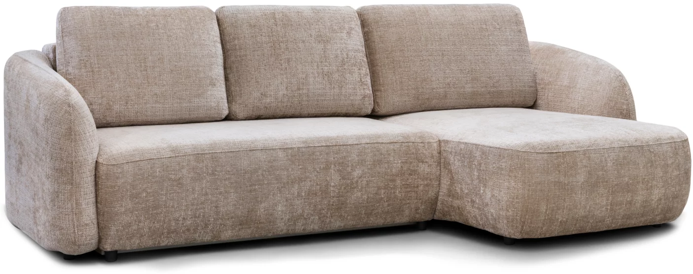 Диван кутовий 4-місний розкладний з правим шезлонгом, Taupe chenille