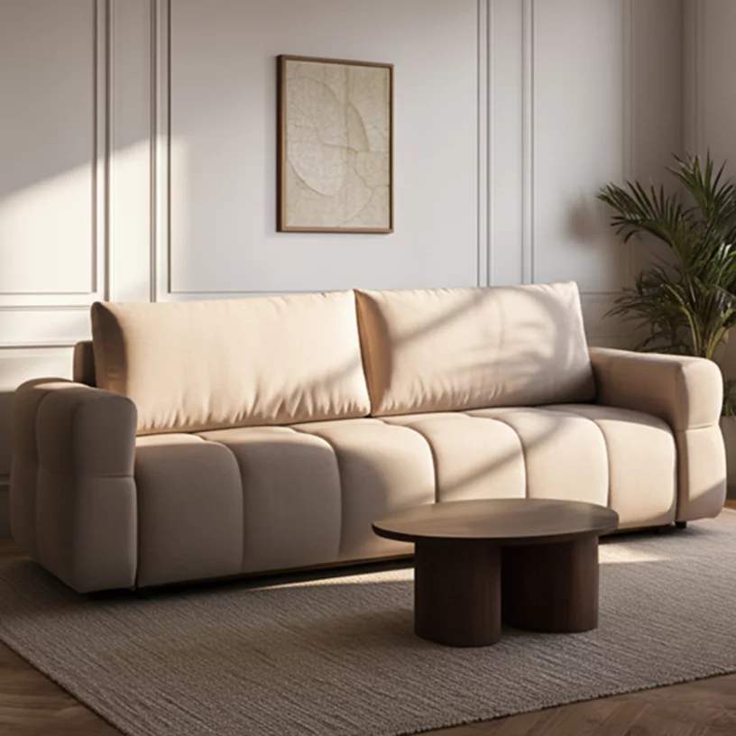 Диван 3-місний розкладний, Beige velvet