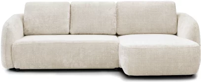 Диван кутовий 4-місний розкладний з правим шезлонгом, Rose sand