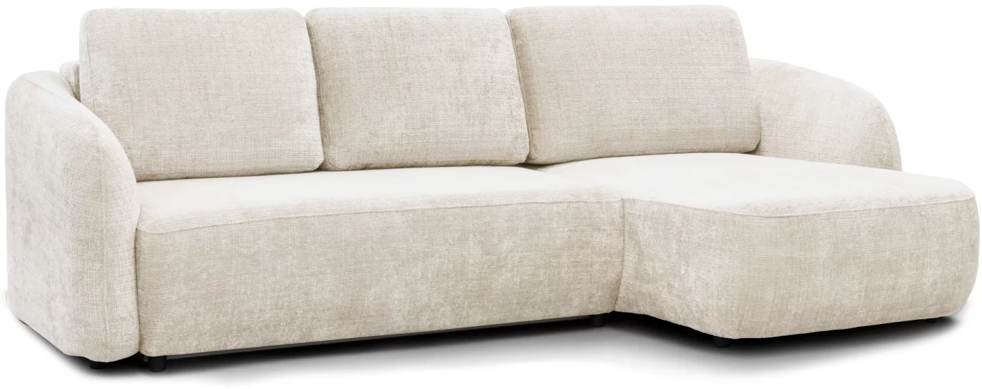 Диван кутовий 4-місний розкладний з правим шезлонгом, Rose sand