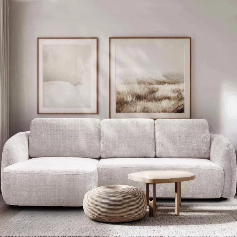 Диван кутовий 4-місний розкладний з лівим шезлонгом, Savanna beige