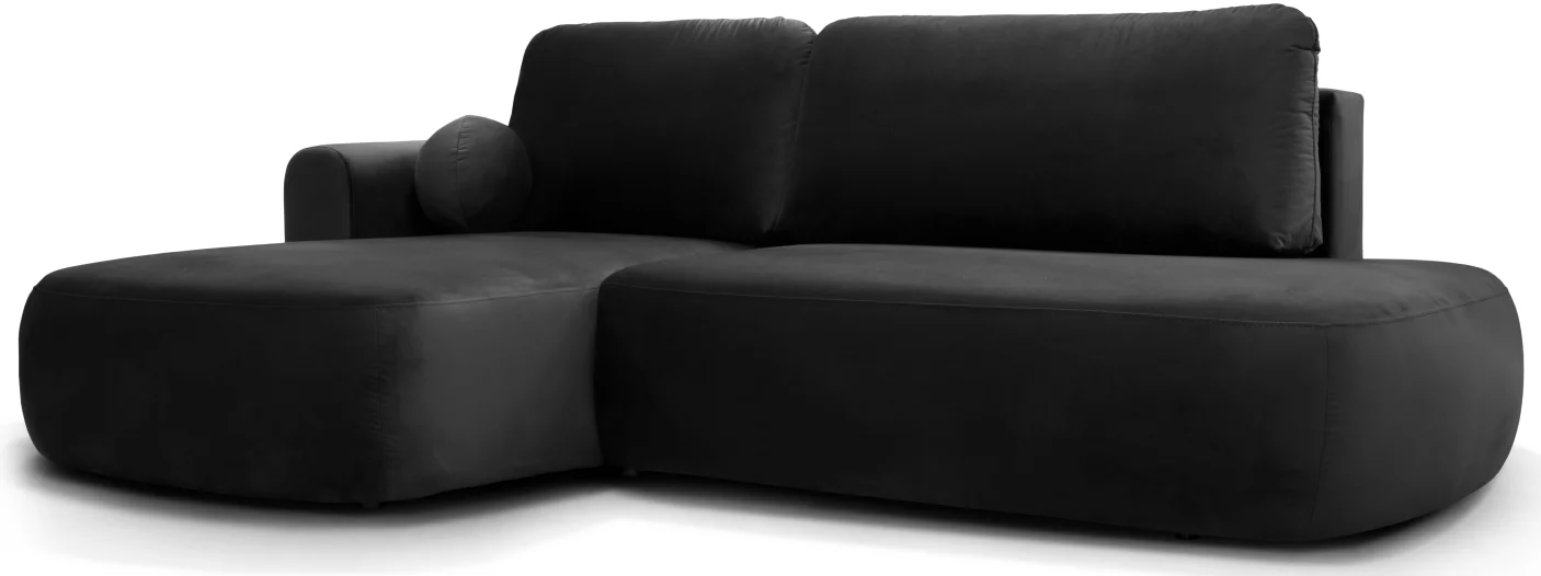 Диван кутовий 4-місний розкладний з лівим шезлонгом, Black velvet