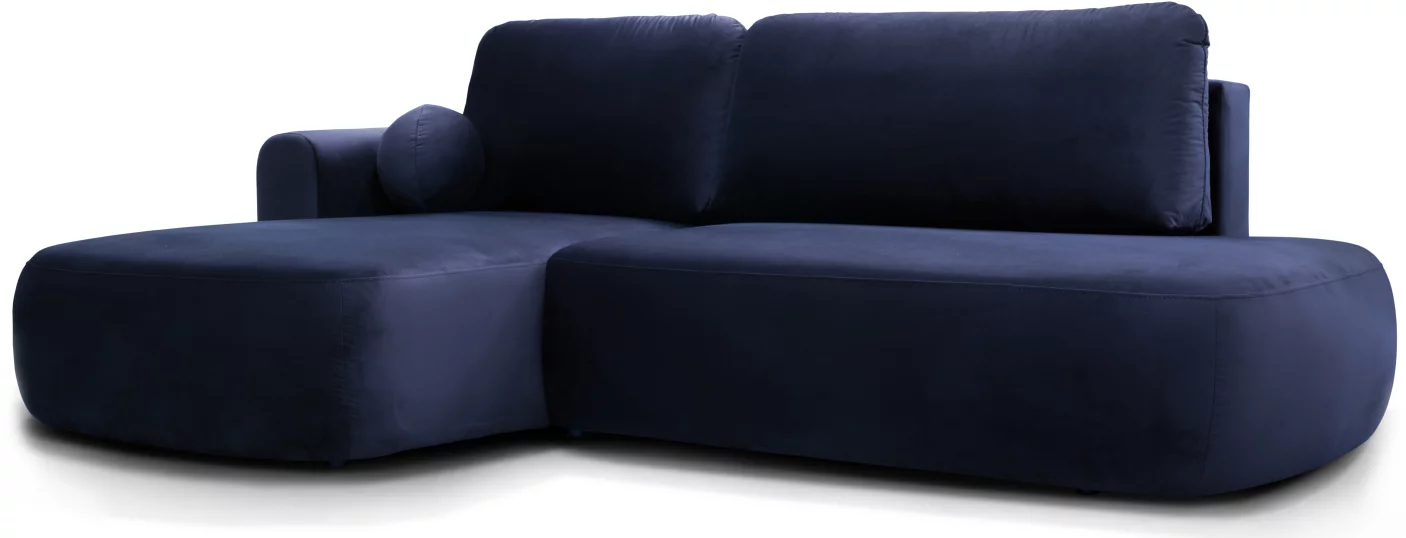 Диван кутовий 4-місний розкладний з лівим шезлонгом, Blue velvet