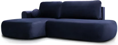 Диван кутовий 4-місний розкладний з лівим шезлонгом, Blue velvet