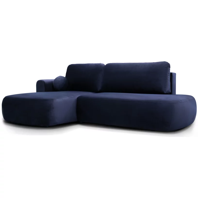Диван кутовий 4-місний розкладний з лівим шезлонгом, Blue velvet