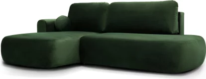 Диван кутовий 4-місний розкладний з лівим шезлонгом, Malachite velvet