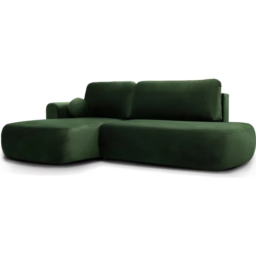 Диван кутовий 4-місний розкладний з лівим шезлонгом, Malachite velvet