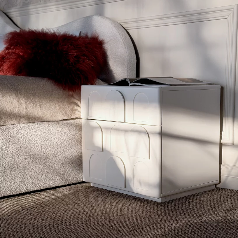 Тумбочка приліжкова 2 ящика , Silk white