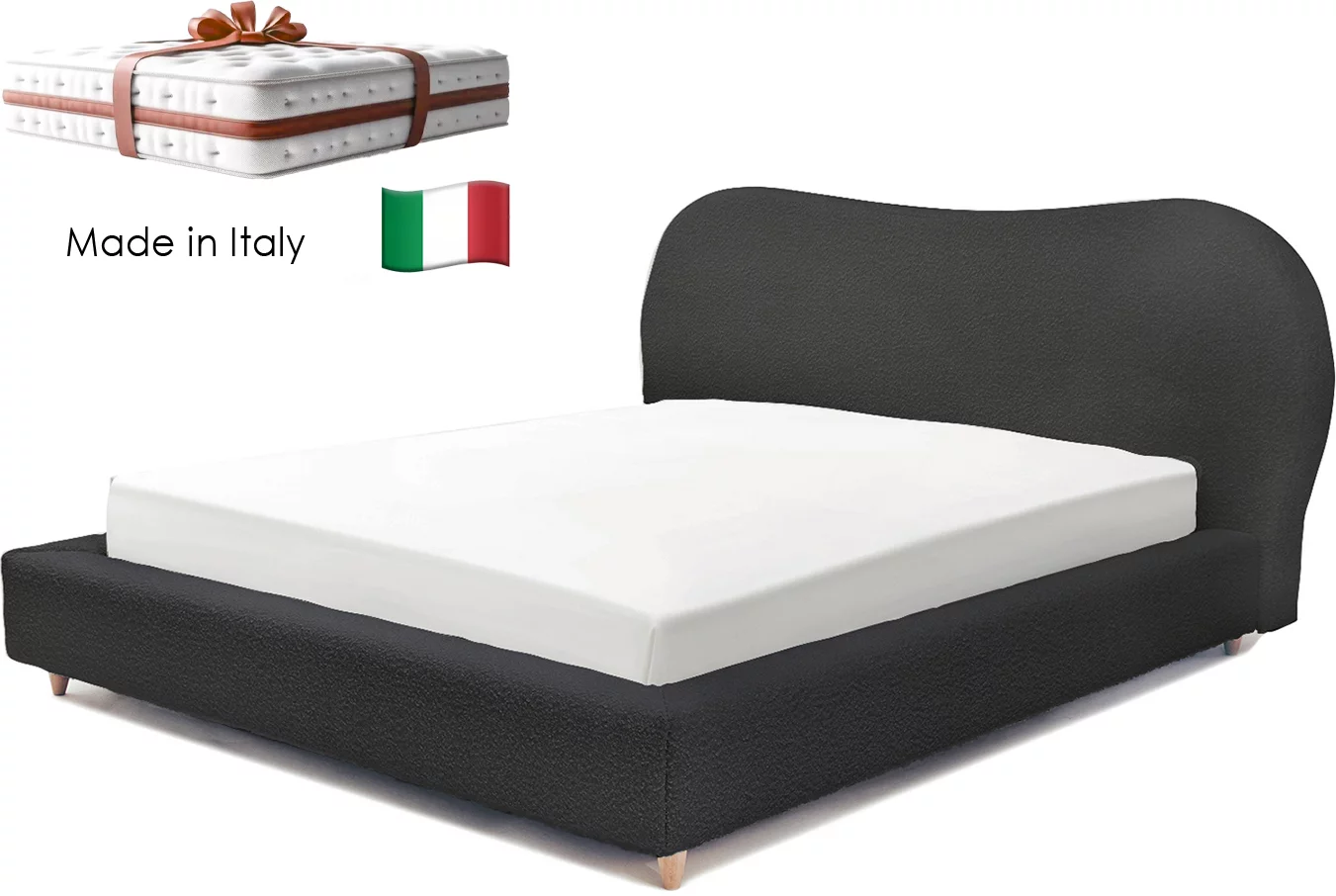 Комплект ліжко та італійській матрас 160*200, Black boucle