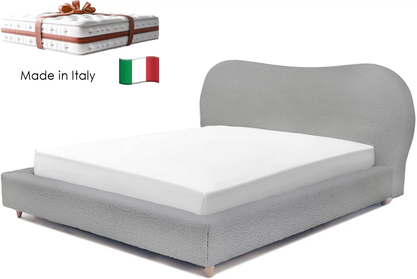 Комплект ліжко та італійській матрас 180*200, Taupe boucle