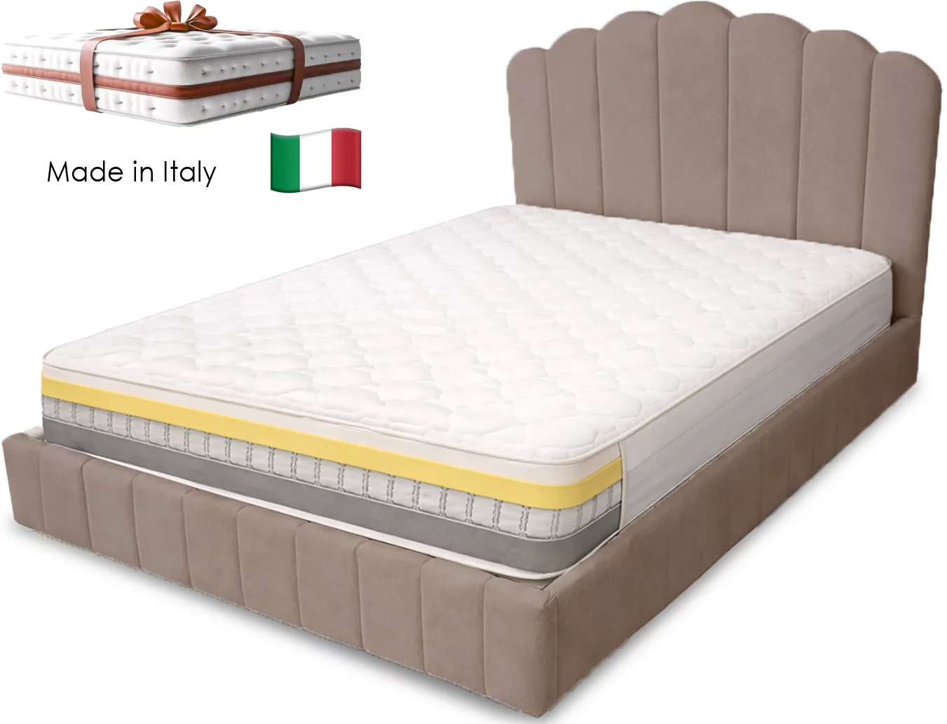 Комплект ліжко та італійській матрас 180*200 з підйомним механізмом, Ashen rose velvet