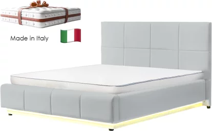 Комплект ліжко та італійській матрас 180*200 з підйомним механізмом  led-light, Silver breeze charm