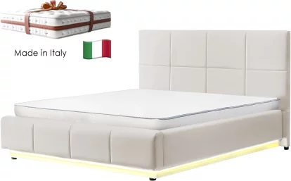 Комплект ліжко та італійській матрас 160*200 з підйомним механізмом  led-light, Vanilla charm