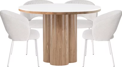 Комплект стіл та 4 стільця 6 місць 120 см, Arctic ice ceramic wooden base