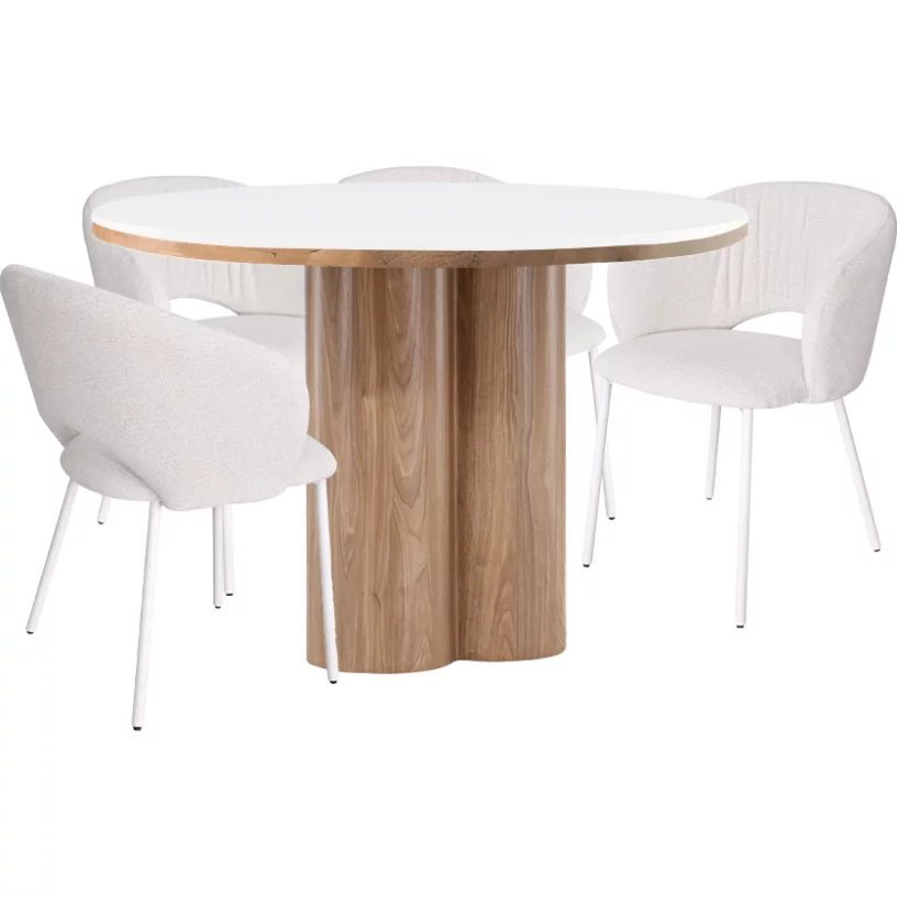 Комплект стіл та 4 стільця 6 місць 120 см, Arctic ice ceramic wooden base