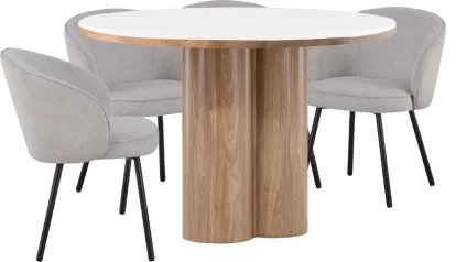 Комплект стіл та 4 стільця 6 місць 120 см, Arctic ice ceramic wooden base