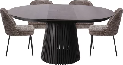 Комплект стіл та 4 стільця розкладний 6-8 місць 120 см, Schwarz wood