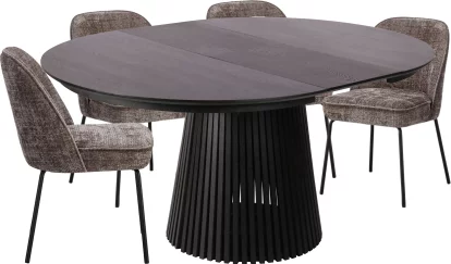 Комплект стіл та 4 стільця розкладний 6-8 місць 120 см, Schwarz wood