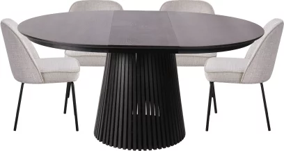 Комплект стіл та 4 стільця розкладний 6-8 місць 120 см, Schwarz wood