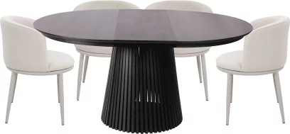 Комплект стіл та 4 стільця розкладний 6-8 місць 120 см, Schwarz wood