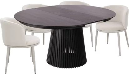 Комплект стіл та 4 стільця розкладний 6-8 місць 120 см, Schwarz wood