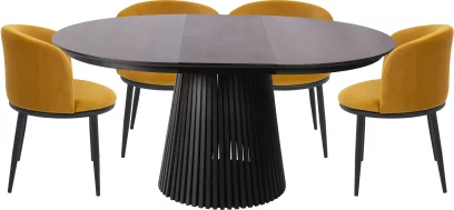 Комплект стіл та 4 стільця розкладний 6-8 місць 120 см, Schwarz wood