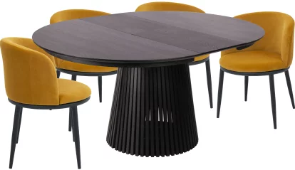 Комплект стіл та 4 стільця розкладний 6-8 місць 120 см, Schwarz wood