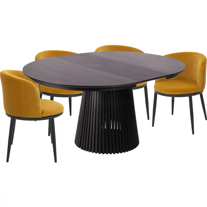 Комплект стіл та 4 стільця розкладний 6-8 місць 120 см, Schwarz wood