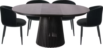 Комплект стіл та 4 стільця розкладний 6-8 місць 120 см, Schwarz wood