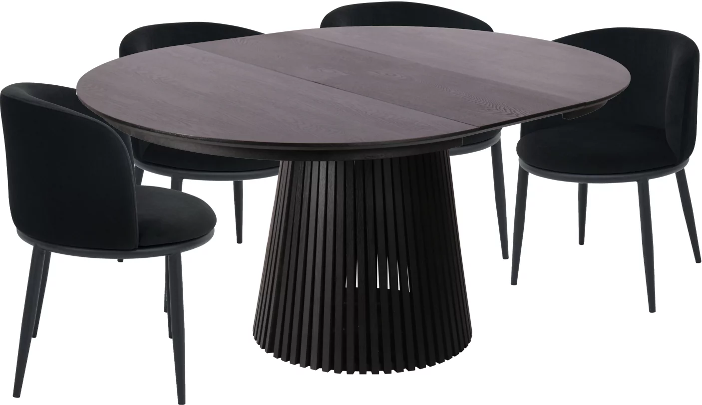 Комплект стіл та 4 стільця розкладний 6-8 місць 120 см, Schwarz wood