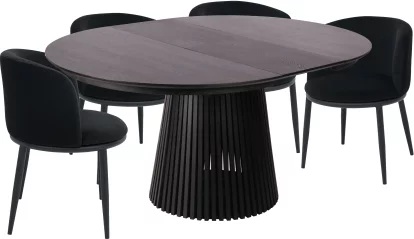 Комплект стіл та 4 стільця розкладний 6-8 місць 120 см, Schwarz wood