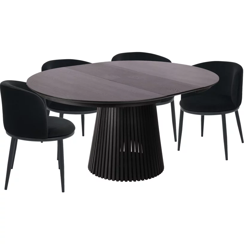 Комплект стіл та 4 стільця розкладний 6-8 місць 120 см, Schwarz wood