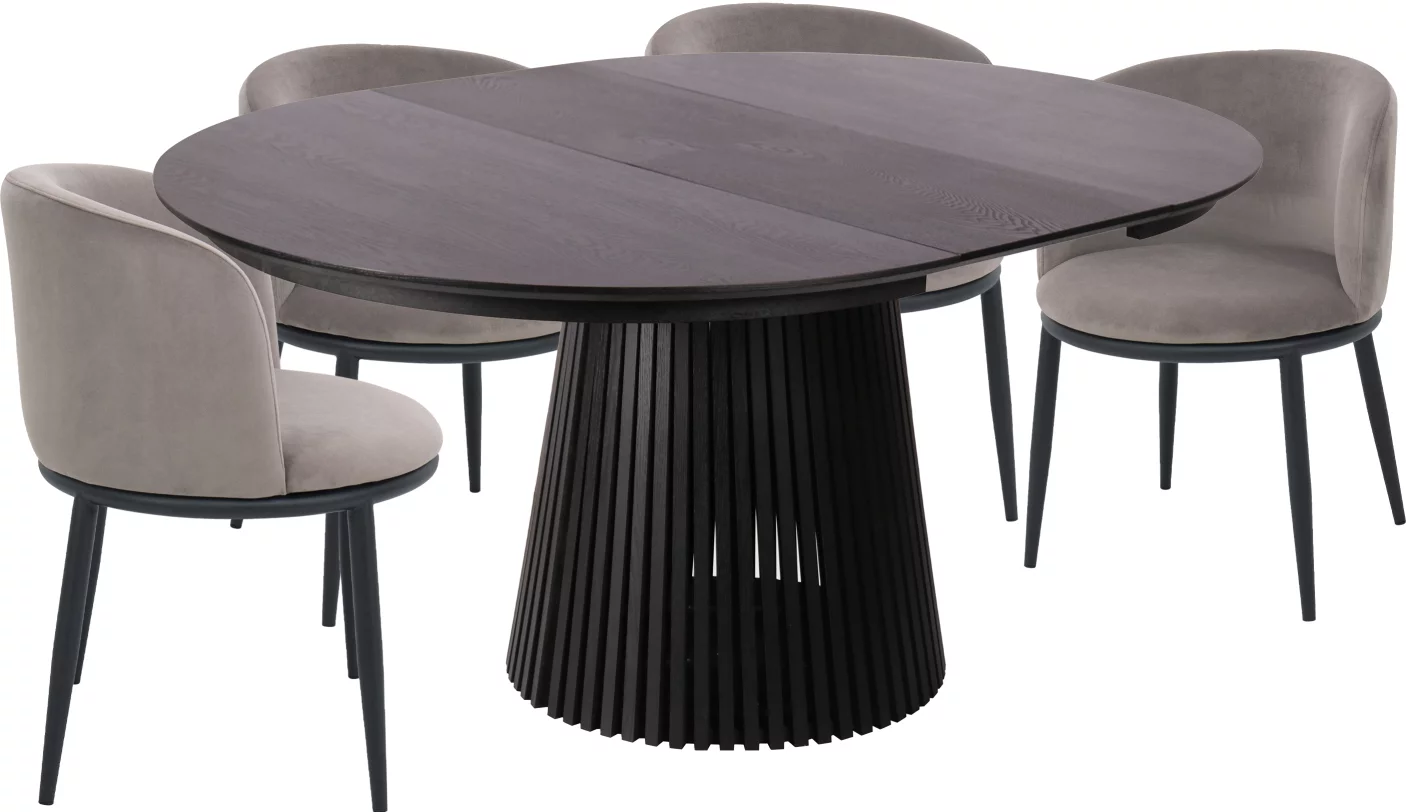 Комплект стіл та 4 стільця розкладний 6-8 місць 120 см, Schwarz wood