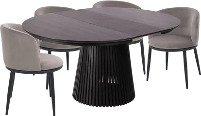 Комплект стіл та 4 стільця розкладний 6-8 місць 120 см, Schwarz wood