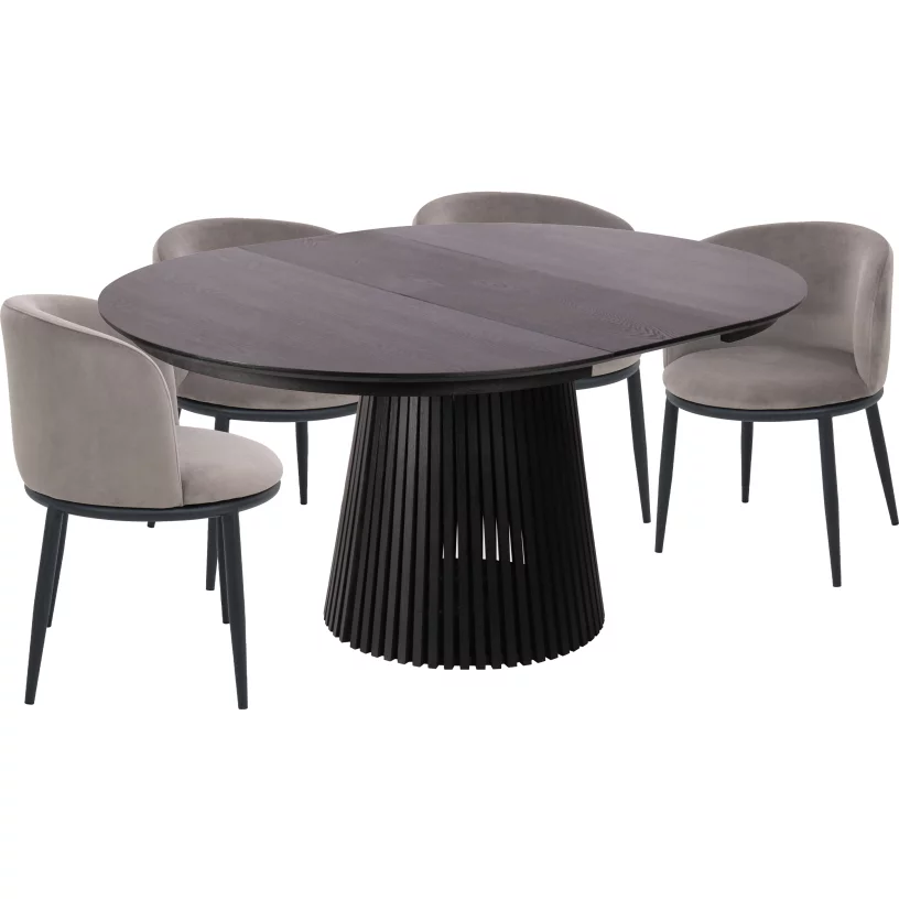 Комплект стіл та 4 стільця розкладний 6-8 місць 120 см, Schwarz wood