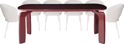Комплект для столової на 6 осіб, стол 2 м + 6 стільців, сучасний стиль 10 місць 200 см, Marsala top and base