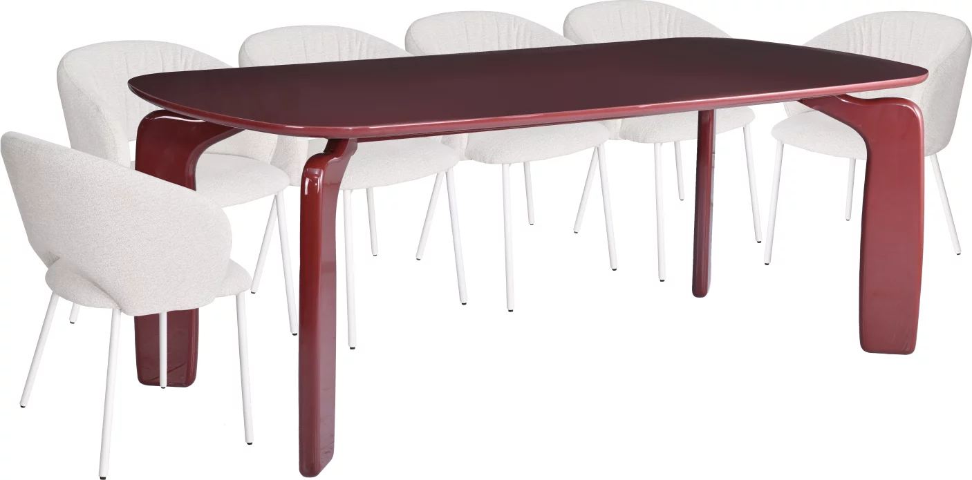 Комплект для столової на 6 осіб, стол 2 м + 6 стільців, сучасний стиль 10 місць 200 см, Marsala top and base