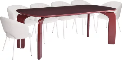 Комплект для столової на 6 осіб, стол 2 м + 6 стільців, сучасний стиль 10 місць 200 см, Marsala top and base