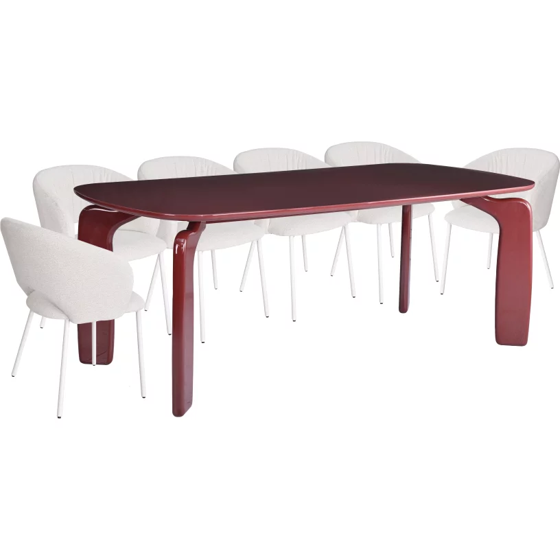 Комплект для столової на 6 осіб, стол 2 м + 6 стільців, сучасний стиль 10 місць 200 см, Marsala top and base